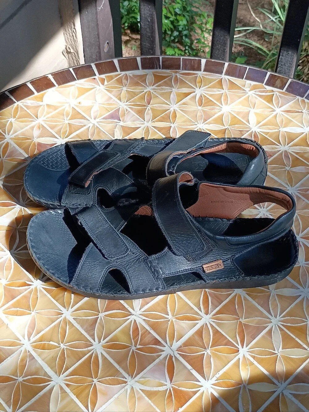 PIKOLINOS Black Leather Men's Sandals Size 45
